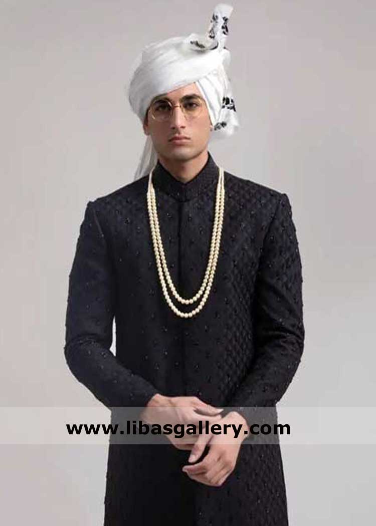 Black and White Groom Wedding Turban