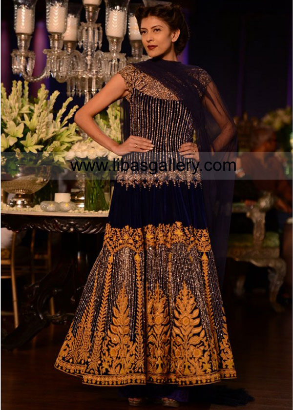 Embroidered Anarkali Bridal Dresses 2013-2014 For Weddings By Manish Malhotra at Delhi Couture Week 2013 Collection at Atlanta Georgia Bridal Wear Online
