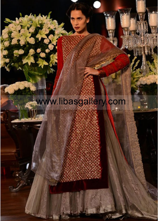 Bollywood Bridal Deisgner Manish Malhotra Formal Anarkali Shirt with Sharara Lehenga Online Stores Toronto, Canada, Bollywood Bridal Shops Toronto