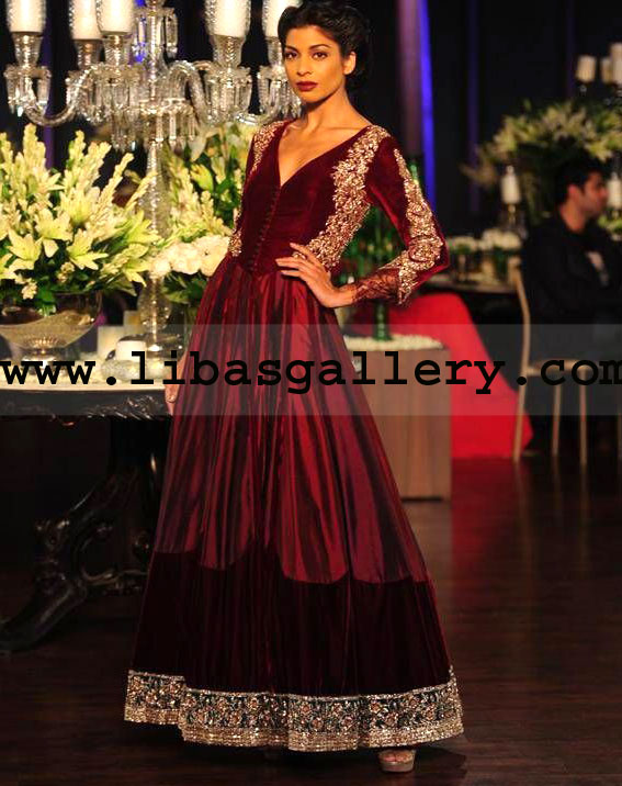 Royal Maroon Manitoba Indian Wedding Dresses 