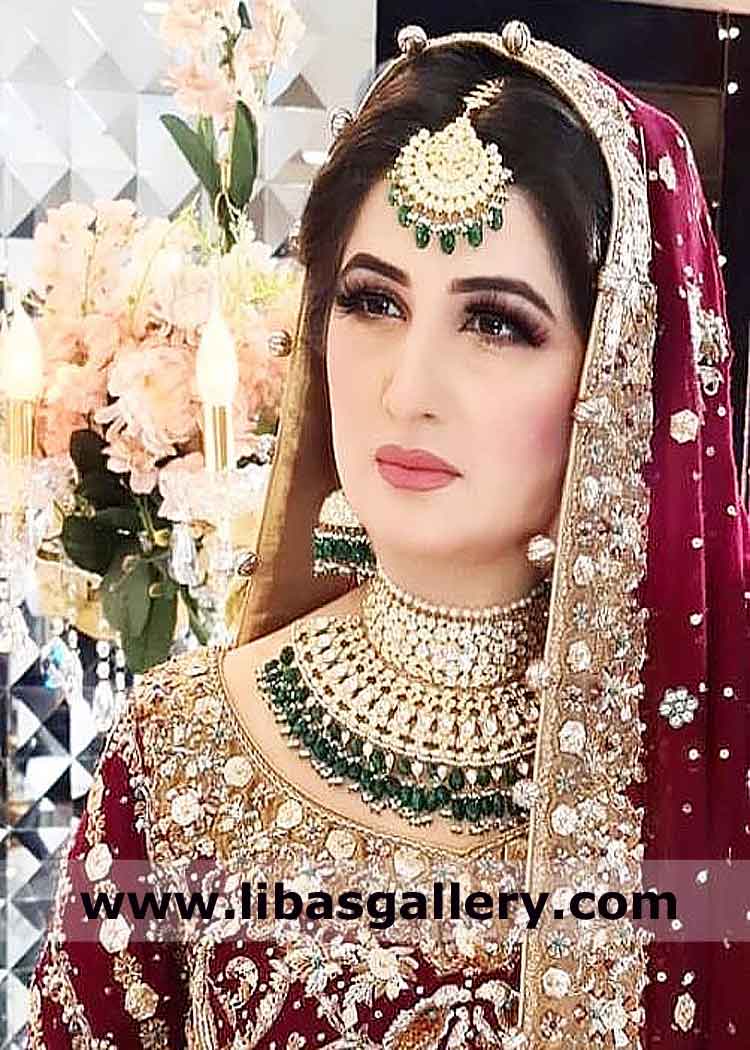 Emerald Green and Gold plated Bridal Jewellery set