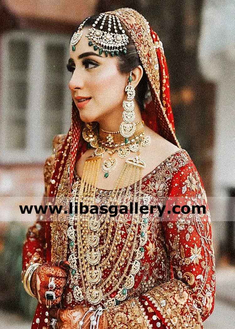 Classic bridal jewellery with Rani haar for nikah