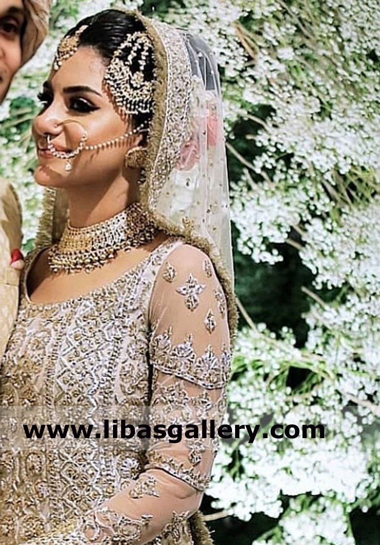 Pretty Bride Smiling in Classic Jewellery Set on Walima