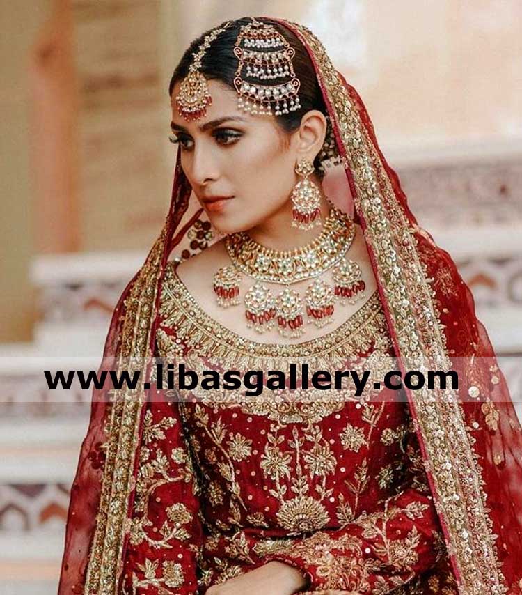 fascinating bridal jewellery set for lovely girl nikah and walima day