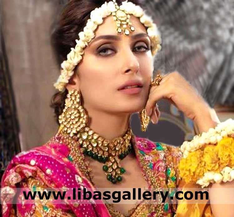latest design of festive jewellery set for gazel eyes girl like ayeza khan in gold plated emerald green beads stones cubic zircons uae new zealand spain
