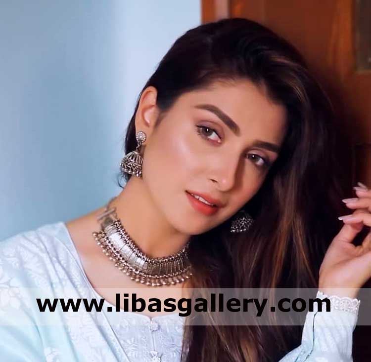 Beautiful Female party jewellery necklace and earrings ayeza khan wearing 925 sterling silver made new design zevar uk usa canada