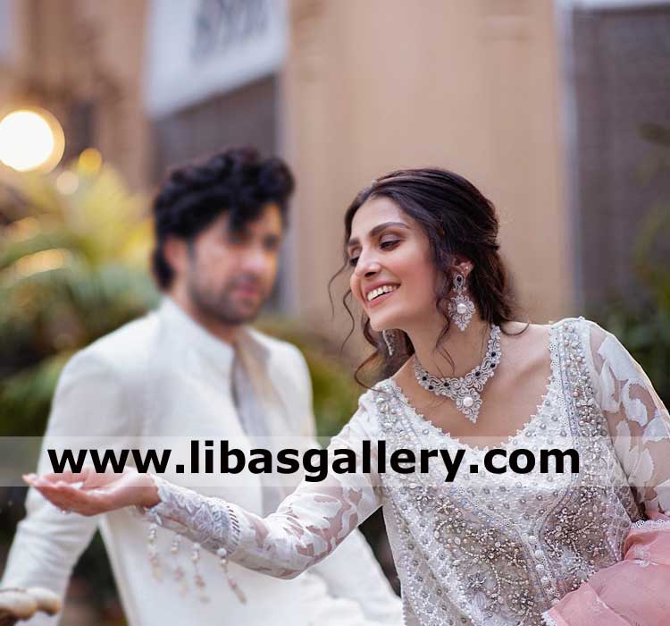 Traditional bridal necklace and earrings set hand made ayeza khan actress smiling buy online worldwide delivery in 4 weeks france switzerland saudi arabia
