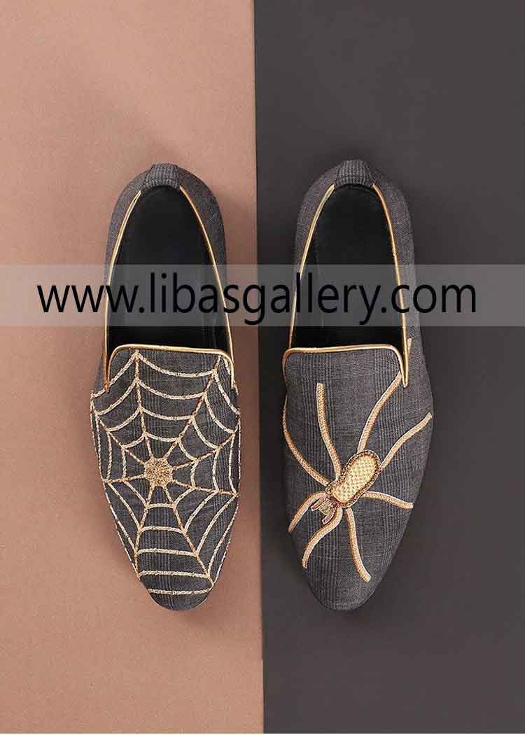 Spider net Design Gold Embellished Khussa Design