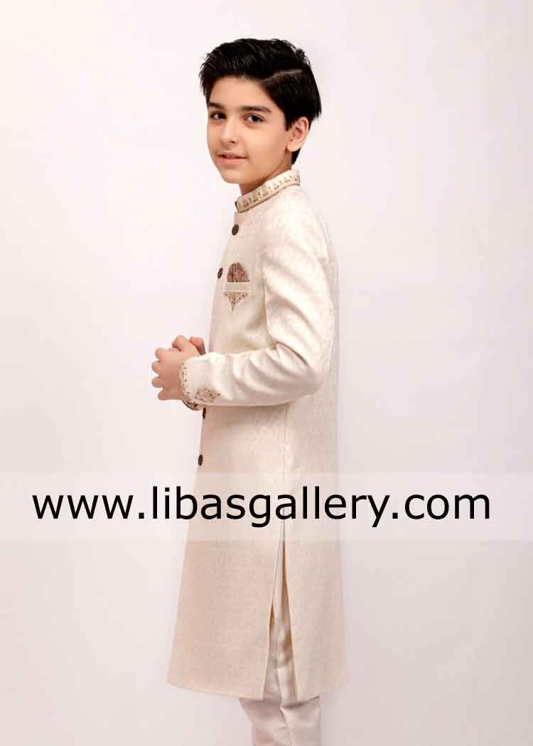 beautiful light color kids sherwani for eid and event