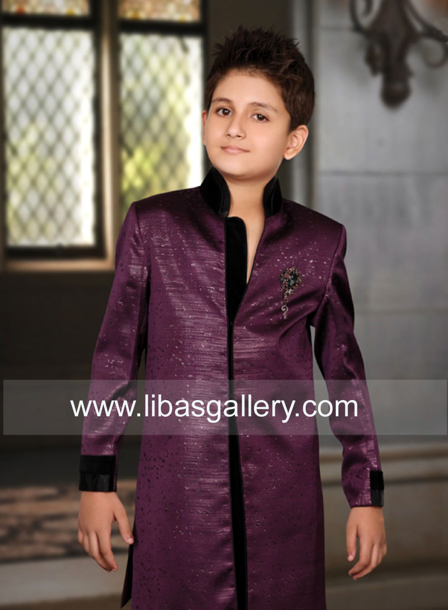 Kids Designer Sherwani Style in dark shades 