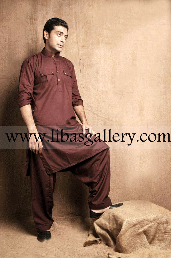 Pakistani Kurta Collection 2014 Sherwani Collar Kameez Collar Kurta with Salwar Shalwar for Men for Eid 2014 Buy online Maazjee Kurta Shalwar Suits for Eid 2014 USA,UK,Canada,Dubai,Australia