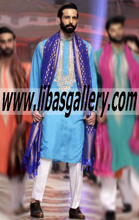 Welcome to Pakistani Umar Sayeed Groom Collection at Telenor Bridal Couture Week 2014-2015 Groom Shalwar Kameez Kurta Sherwani Online Stores in Houston, Dallas, New York, Chicago, Los Angeles, Washington D.C,