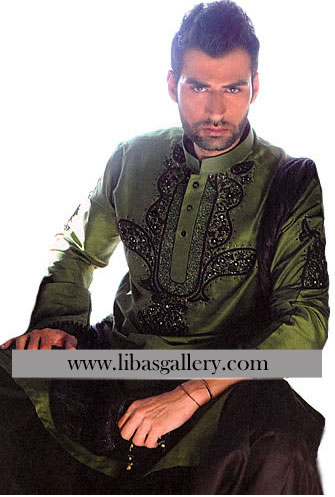 green kurta,hand embroidered kurta,silk embroidered kurta,kurta sherwani,designer kurta,mens kurta kurta suits