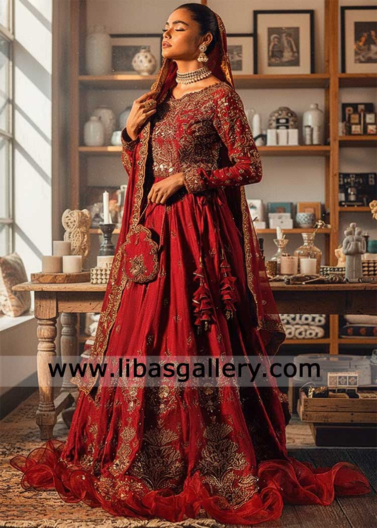 Maroon Bridal traditional lehenga choli for nikah barat with dupatta gold hand embellished UK USA Canada Dubai Australia Maroon Bridal traditional lehenga choli for nikah barat with dupatta gold hand embellished UK USA Canada Dubai Australia