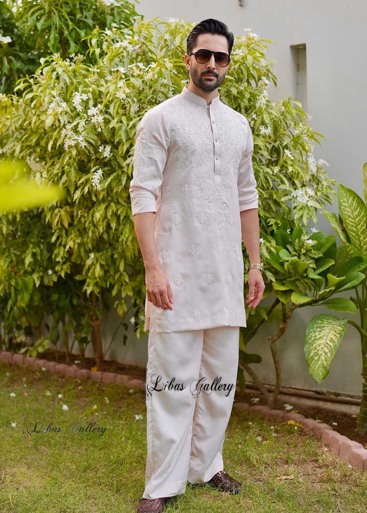 Exclusive Powder Pink Men Embroidered Kurta Danish Taimoor with Bell Bottom Pants for party Eid and Occasion Hawaii Colorado Nevada Florida Arizona USA