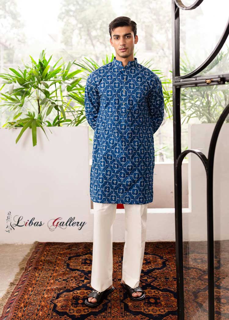 Navy blue kurta with Turkish style embroidery