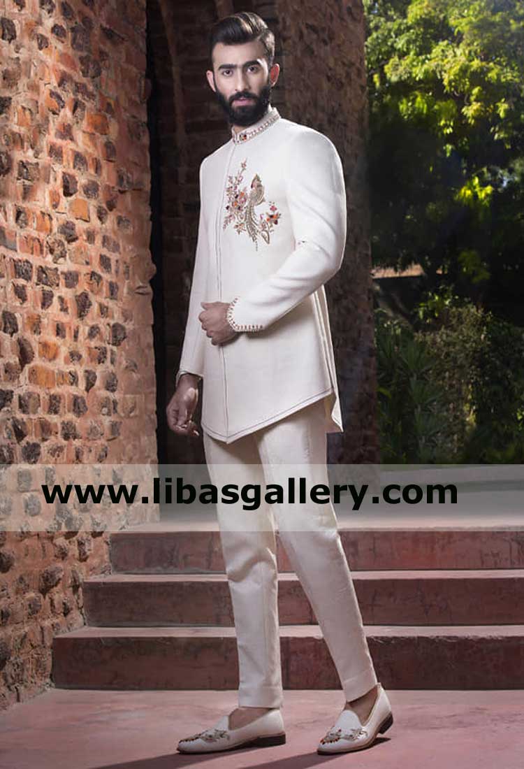 Men Amazing latest Ivory Prince coat with matching Trouser