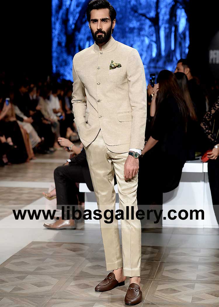 Hasnain Lehri in Common Man Simple and Sober Occasion Prince Coat with fancy buttons paired with matching pants Qatar Dubai Norway Spain Sweden