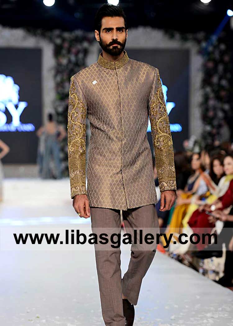 Men PharLap Shade Prince Coat with Antique and Gold  Work