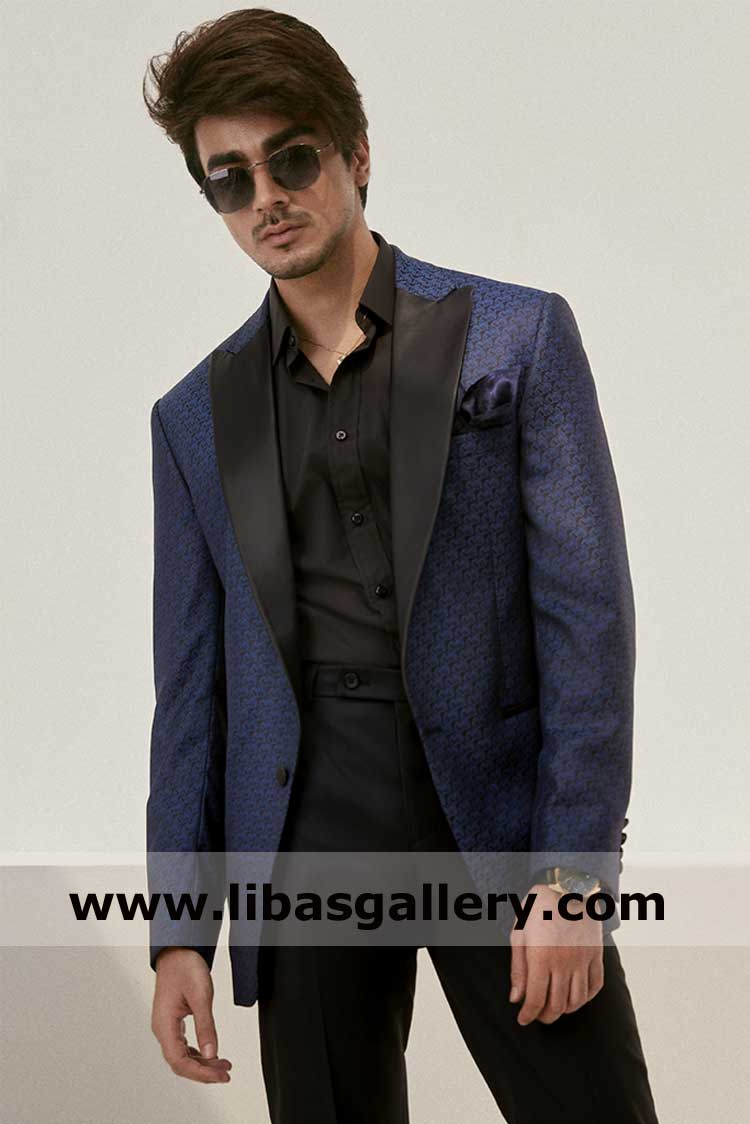 Men coat pants suits in blue with satin lapel for waleema and party time made on imported fabric UK USA CANADA
