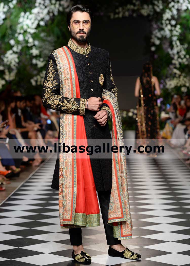 Heavy Embroidered Groom Designer Wedding Shawl for Nikah