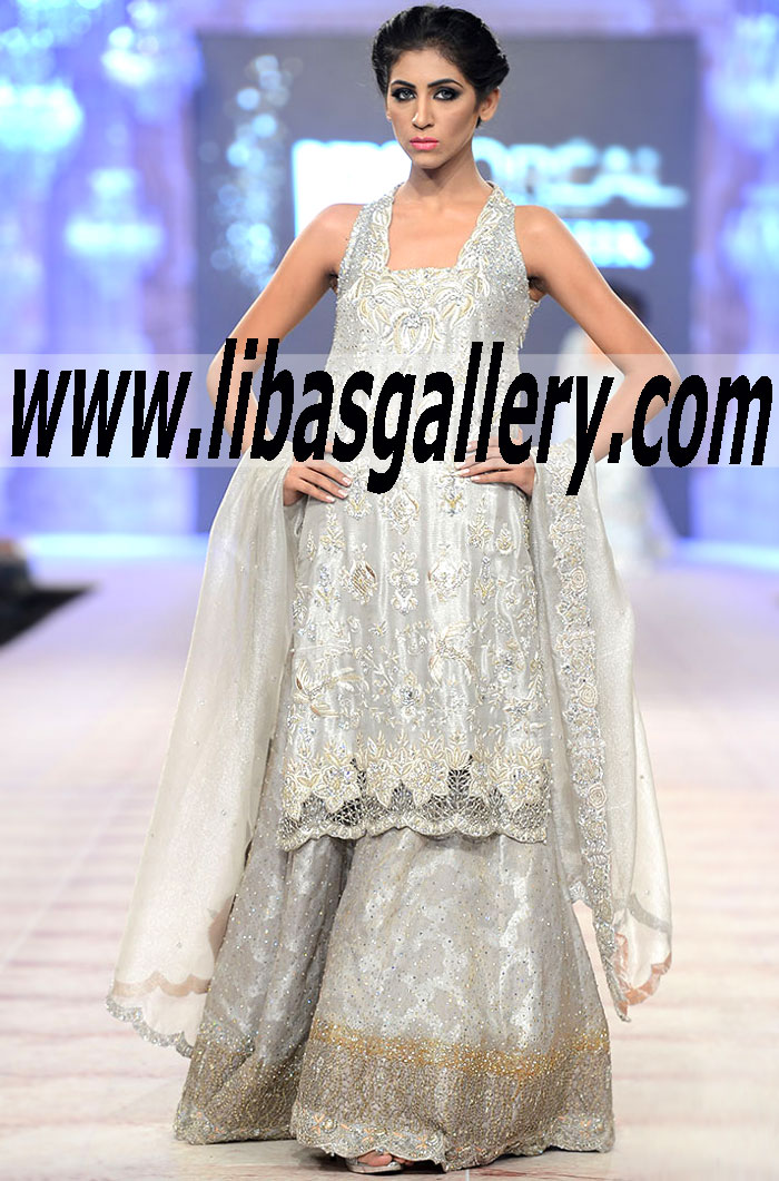 Sparkling Sleeveless Gown with Sharara Dress for weddings 2015