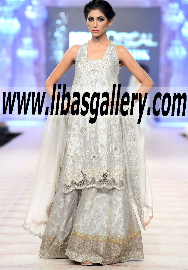Sparkling Sleeveless Gown with Sharara Dress for weddings 2015