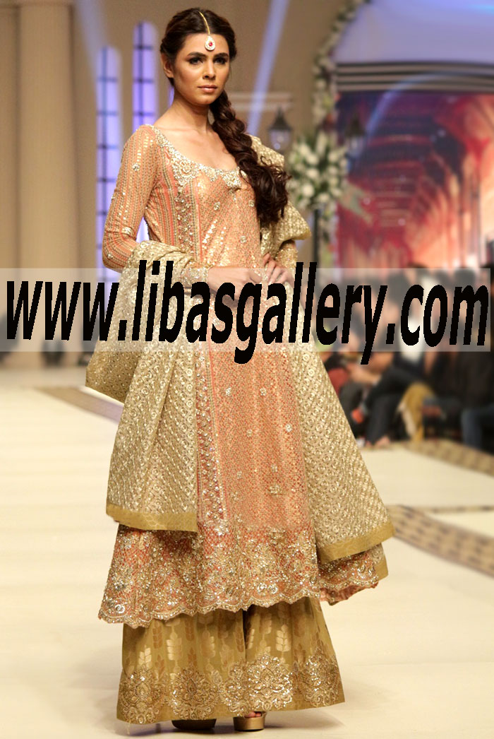 2015 Bridal Wear Pakistani Bridal Dresses Designer FARAZ MANAN Bridal Dress Gharara Sharara UK USA Canada Australia