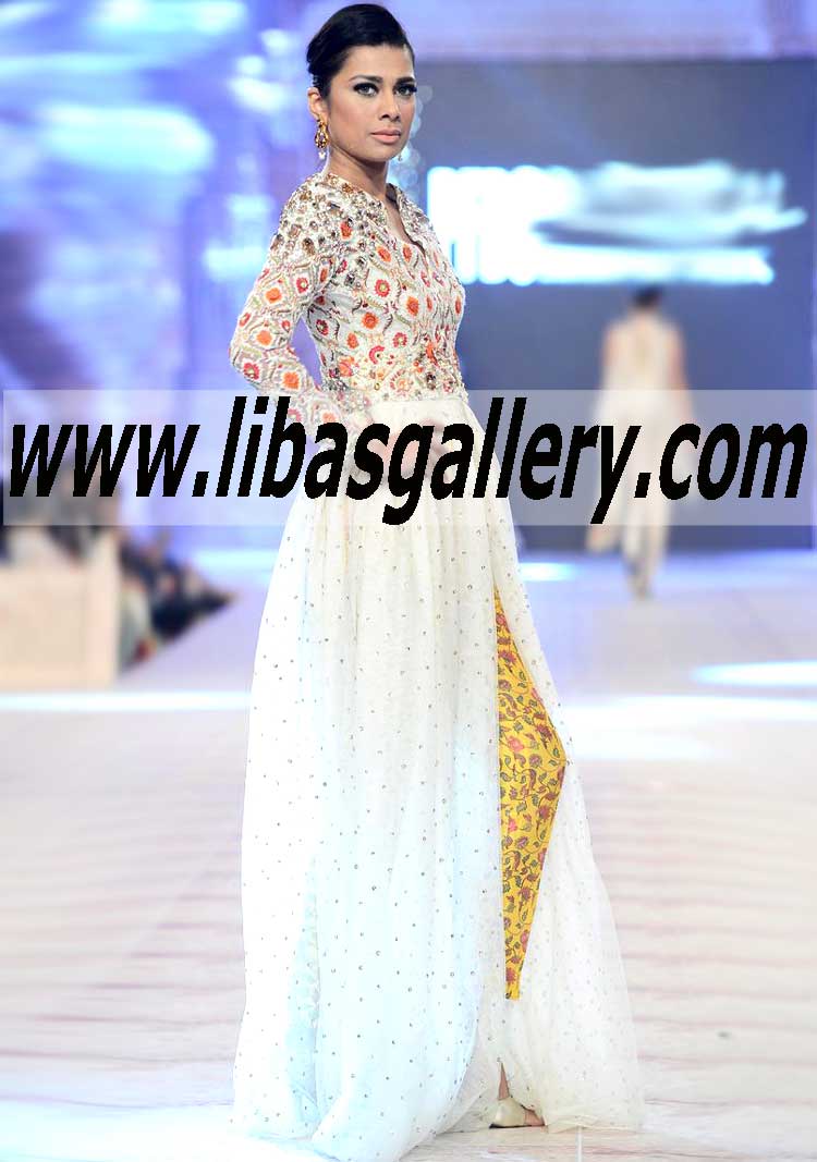 Delectated off white color anarkali suit for Evening Events