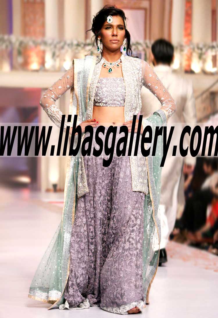 Flamboyant NET LEHENGA WITH Embellished CHOLI