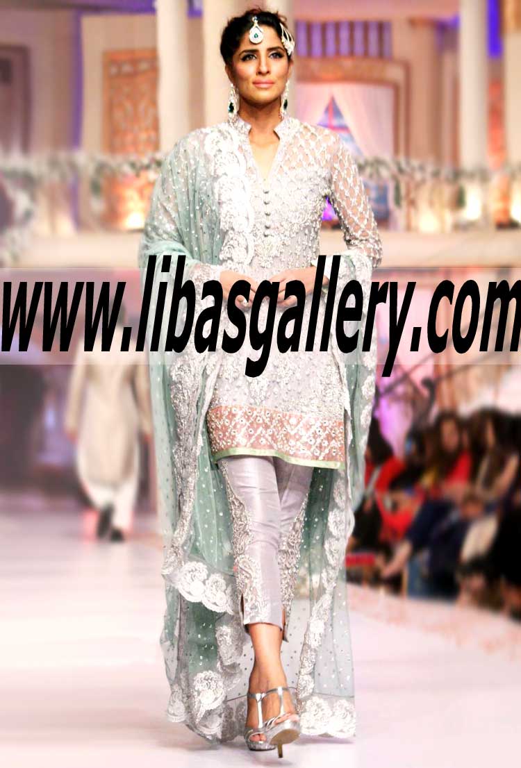 DESIGNER Party Dress with Cropped Trouser for Wedding and Evening Events