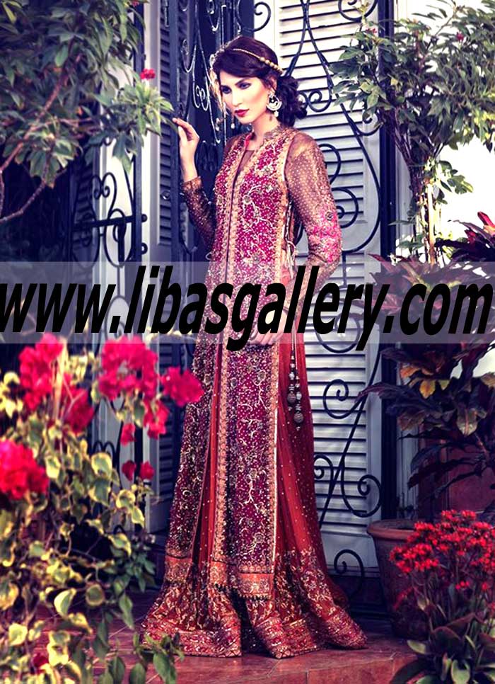 Meritorious Heavily embellished jacket with Breathtaking Flared Lehenga for Wedding and Special Occasions