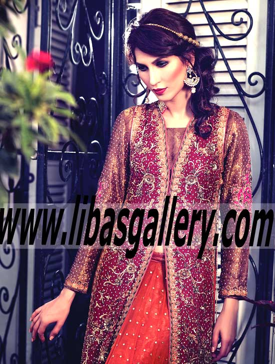 Meritorious Heavily embellished jacket with Breathtaking Flared Lehenga for Wedding and Special Occasions