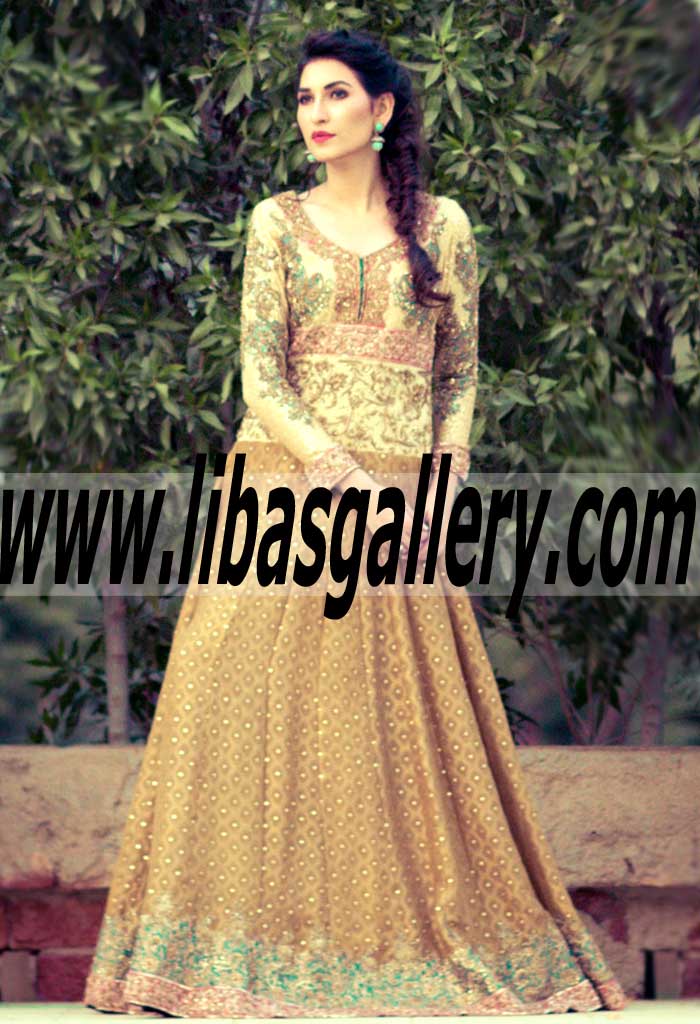 Supremely Stylish Long Gown with Embellished work for Wedding and Social Event