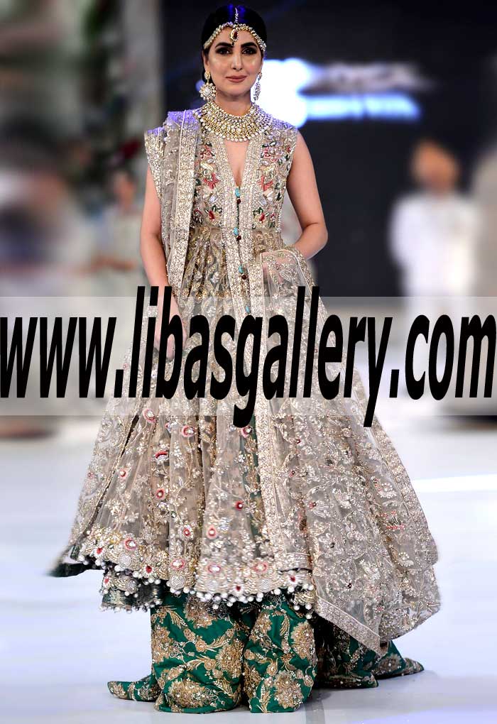 Well Crafted Anarkali Bridal Outfit is ready to make you more Stylish and Fashionable Bride