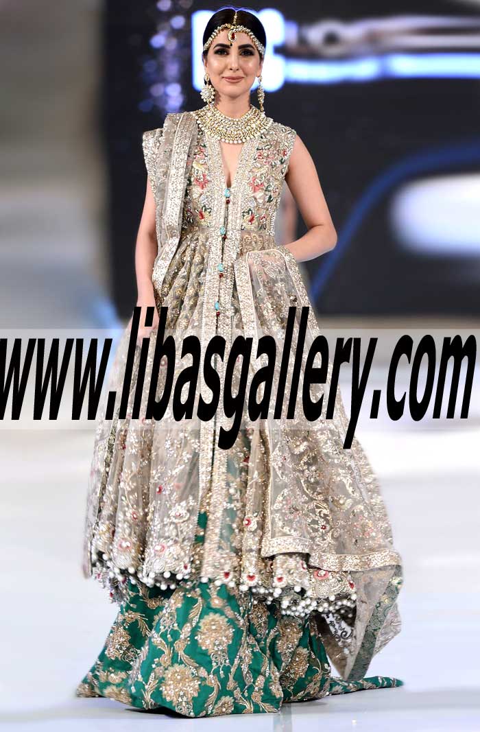 Well Crafted Anarkali Bridal Outfit is ready to make you more Stylish and Fashionable Bride