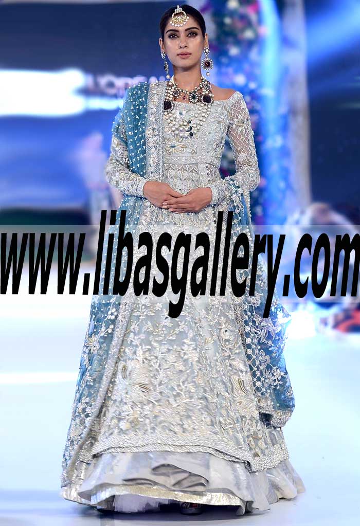 Miraculous Bridal angrakha Style Dress with Outstanding Embellishments