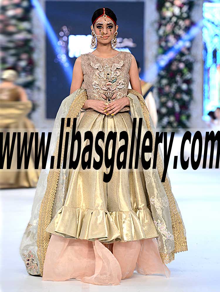 Vivid Wedding Anarkali Gown Dress with Gorgeous Lehenga