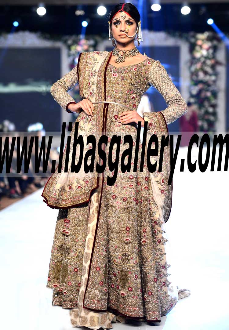 Fashionable Pakistani Wedding Gown for Bride to make you Look very Stylish and Graceful