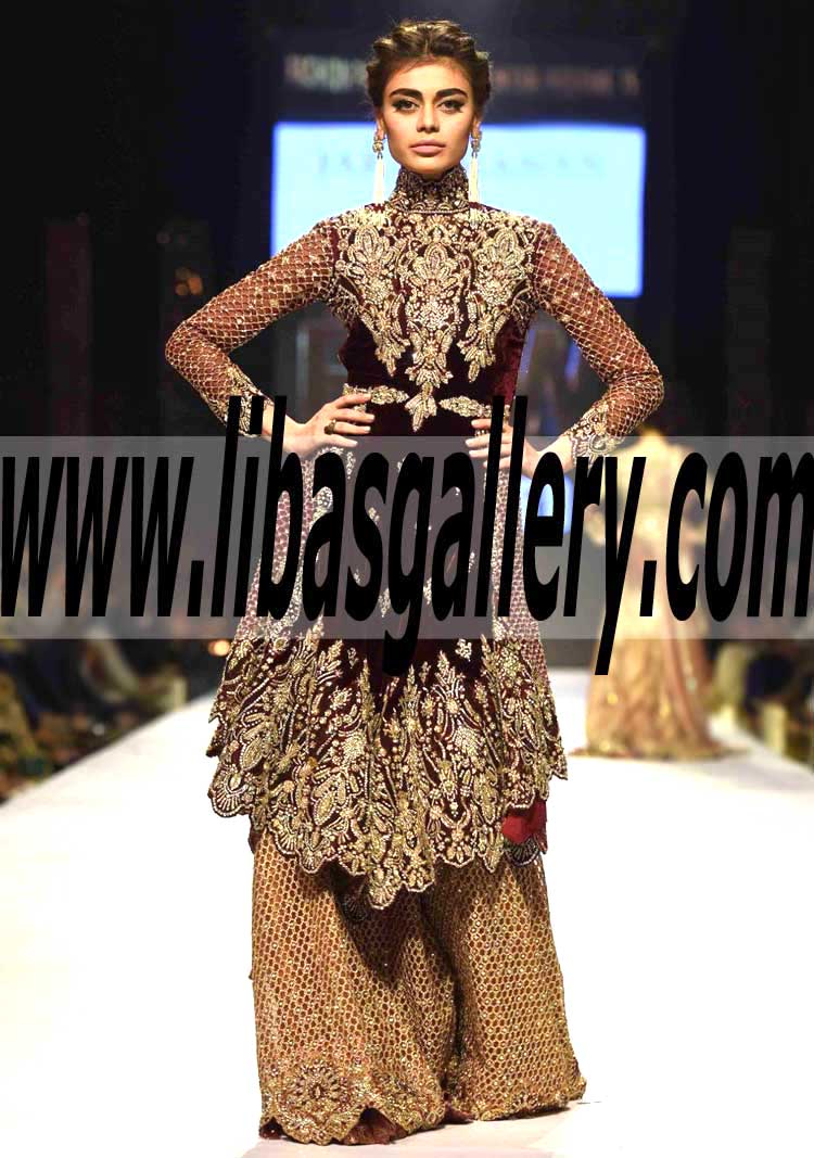 Pakistani Winter Wedding Sharara Dress for Special Occasions and Wedding