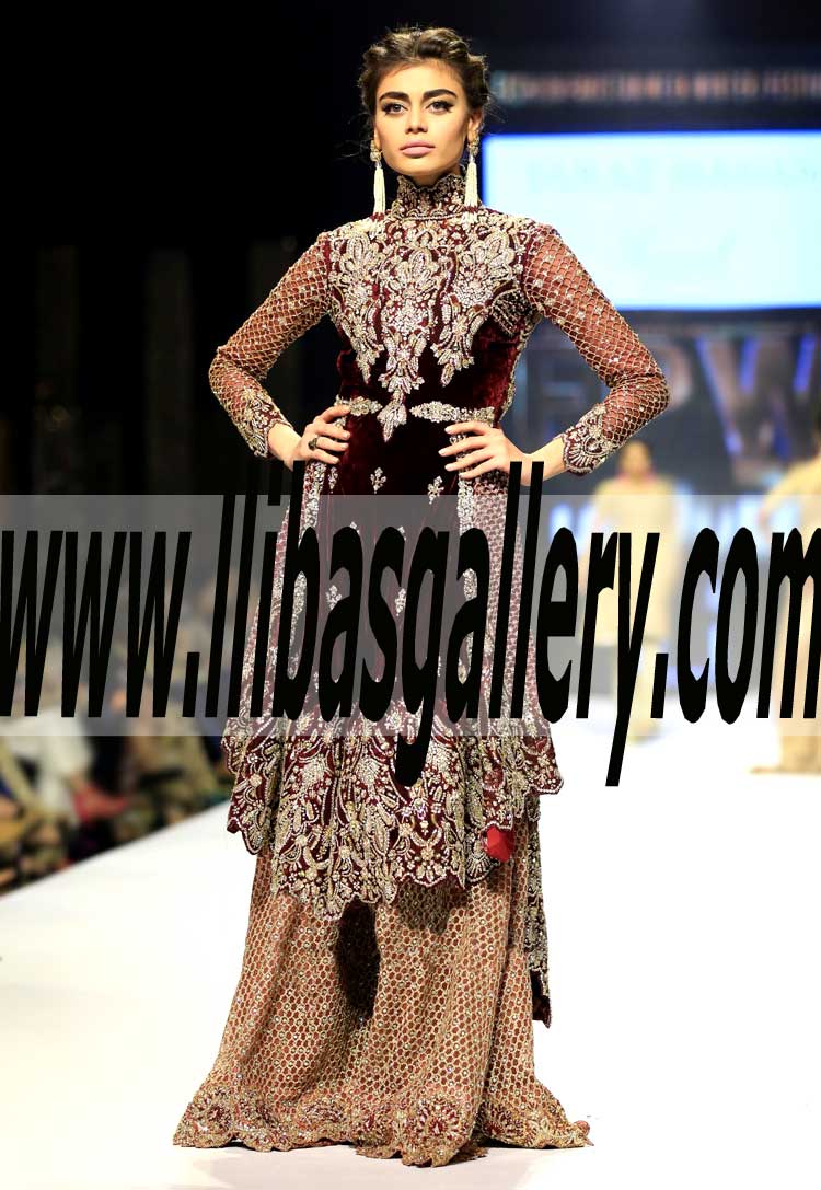 Pakistani Winter Wedding Sharara Dress for Special Occasions and Wedding