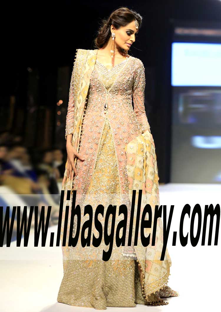 Classy Wedding Gown with splendour Sharara for Reception and Rukhasati