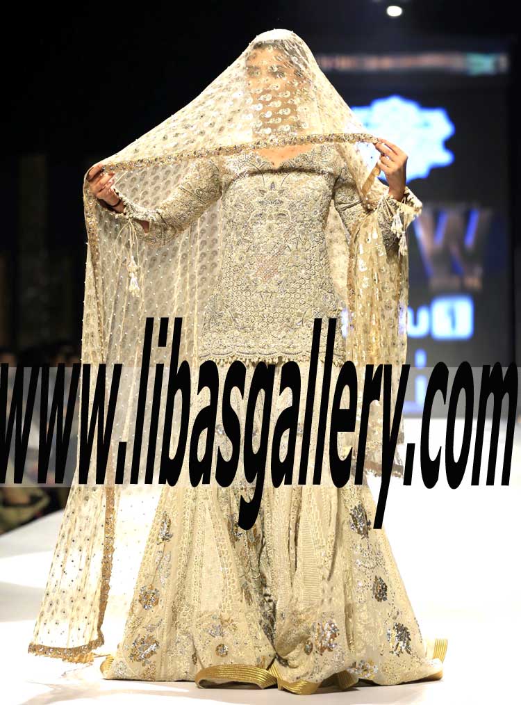 Asian Wedding Lehenga Dresses by Umar Sayeed, Asian Shararas from Fashion Pakistan Week wedding collection, Designer Umar Sayeed Two Legged Sharara for Gorgeous Brides quick ship in Woodlawn Fairfax Virginia USA