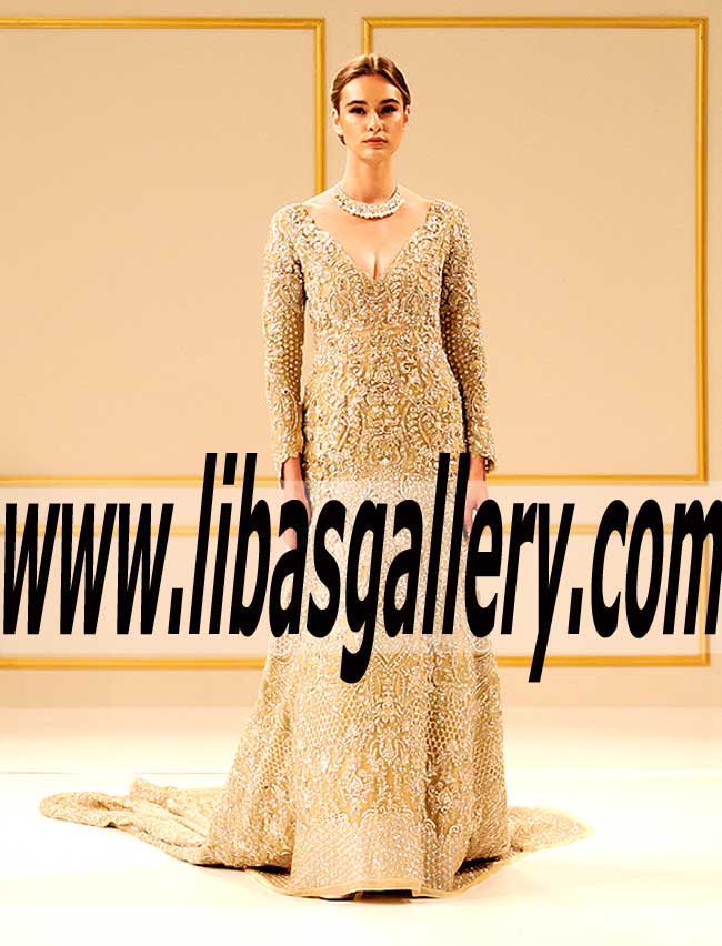 Breathtaking Bridal Gown Dress with Gorgeous Embellishements