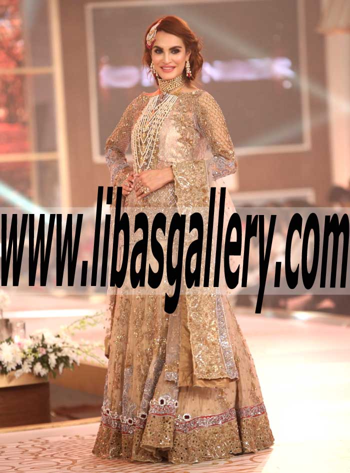 Magnificent Designer Wedding Dress with superb and attractive embellishments for Valima and Reception