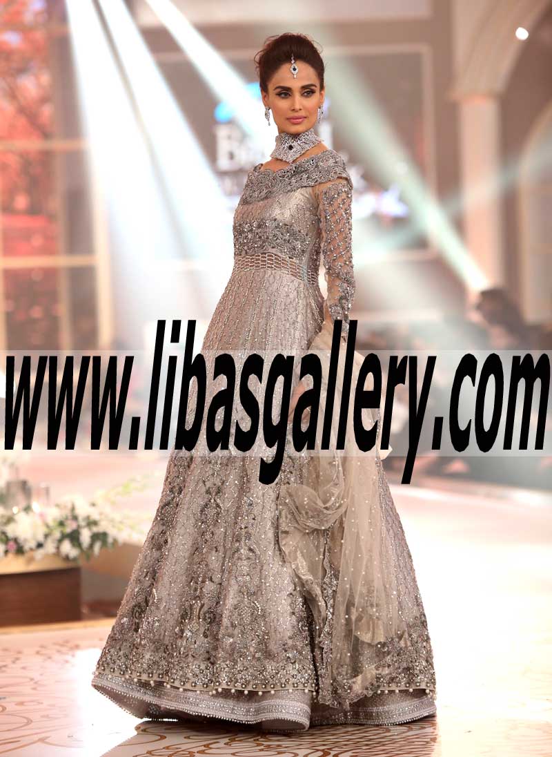 Gorgeous Pakistani Designer Bridal Anarkali Dress with Heavy and Exquisite Embellishments
