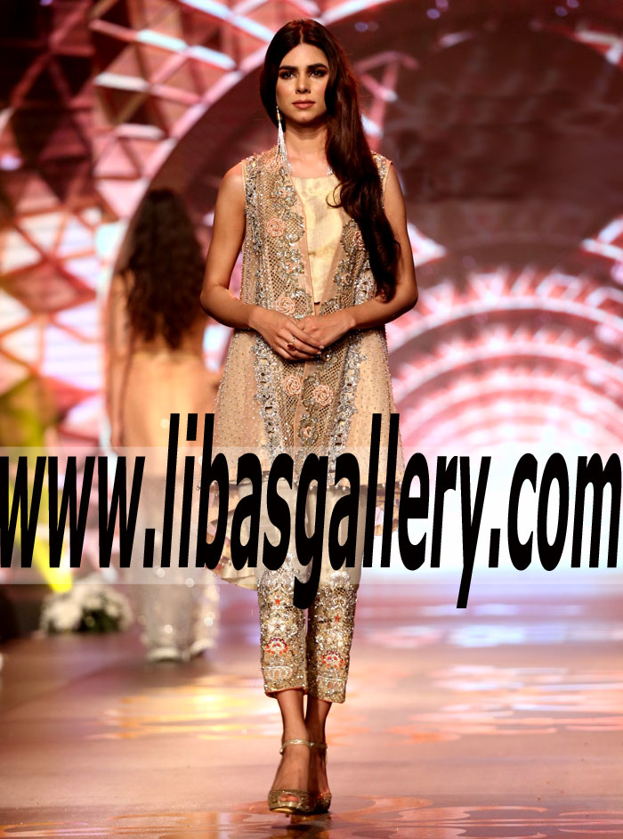 Modern High-Low hem Party Wear with Crop Trouser for Evening and Formal Occasions