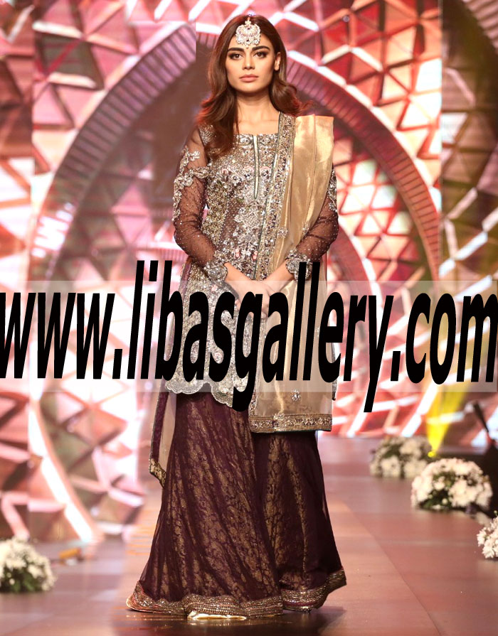 Luxury Classical Wedding Sharara Dress for Evening and Special Occasions