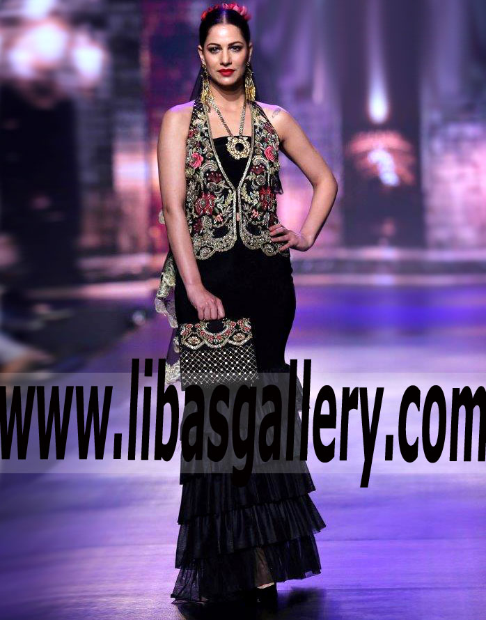 Admirable Halter neck Party Wear with Layered skirt Lehenga for Evening and Special Occasions