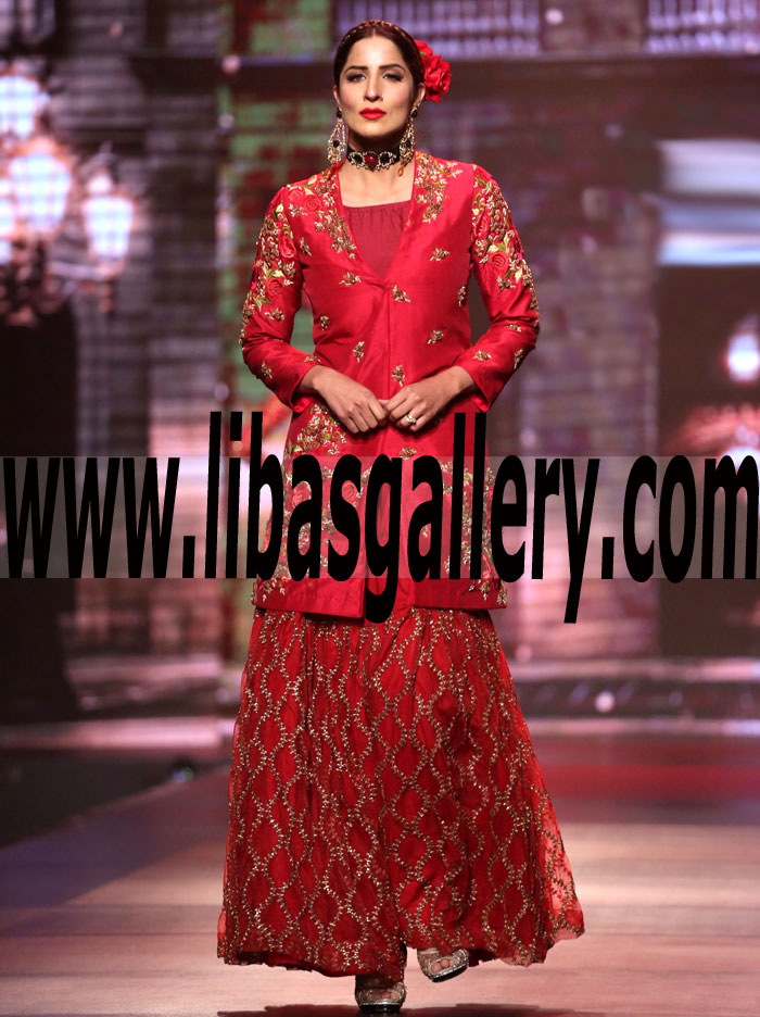 Classic Gharara Dress with the finest and most luxurious Jacket for Bridesmaid